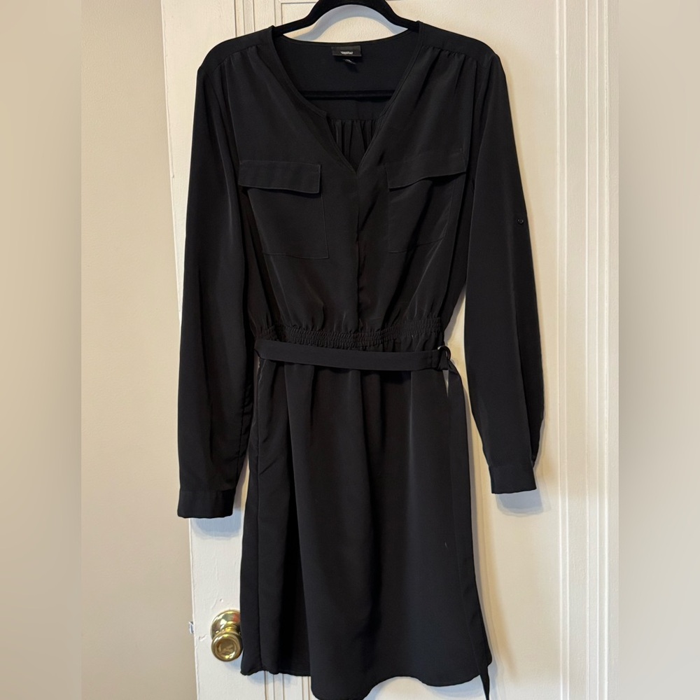 Mossimo Black Long Sleeve Belted Women's Dress
